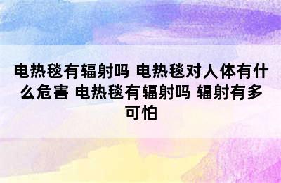 电热毯有辐射吗 电热毯对人体有什么危害 电热毯有辐射吗 辐射有多可怕